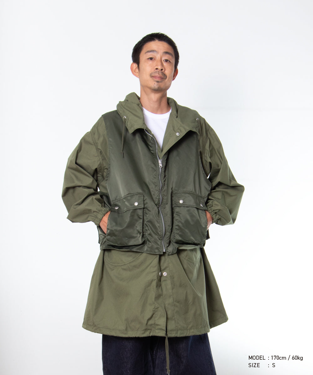 COMME des GARCONS HOMME / HR-C002 / Cotton Nylon Weather × Nylon Twill Garment Washed Coat / 26FW / Khaki