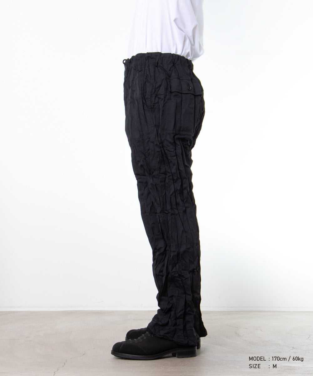 COMME des GARCONS HOMME / HR-P008 / Polyester Wool Twill Processed Pants / 26FW / Black