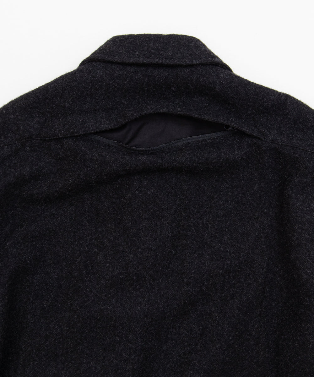 COMME des GARCONS HOMME / HR-C004 / Wool Herringbone Fabric Felted × Nylon Twill Coat / 26FW / Charcoal