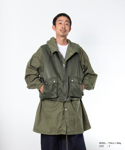 COMME des GARCONS HOMME / HR-C002 / Cotton Nylon Weather × Nylon Twill Garment Washed Coat / 26FW / Khaki