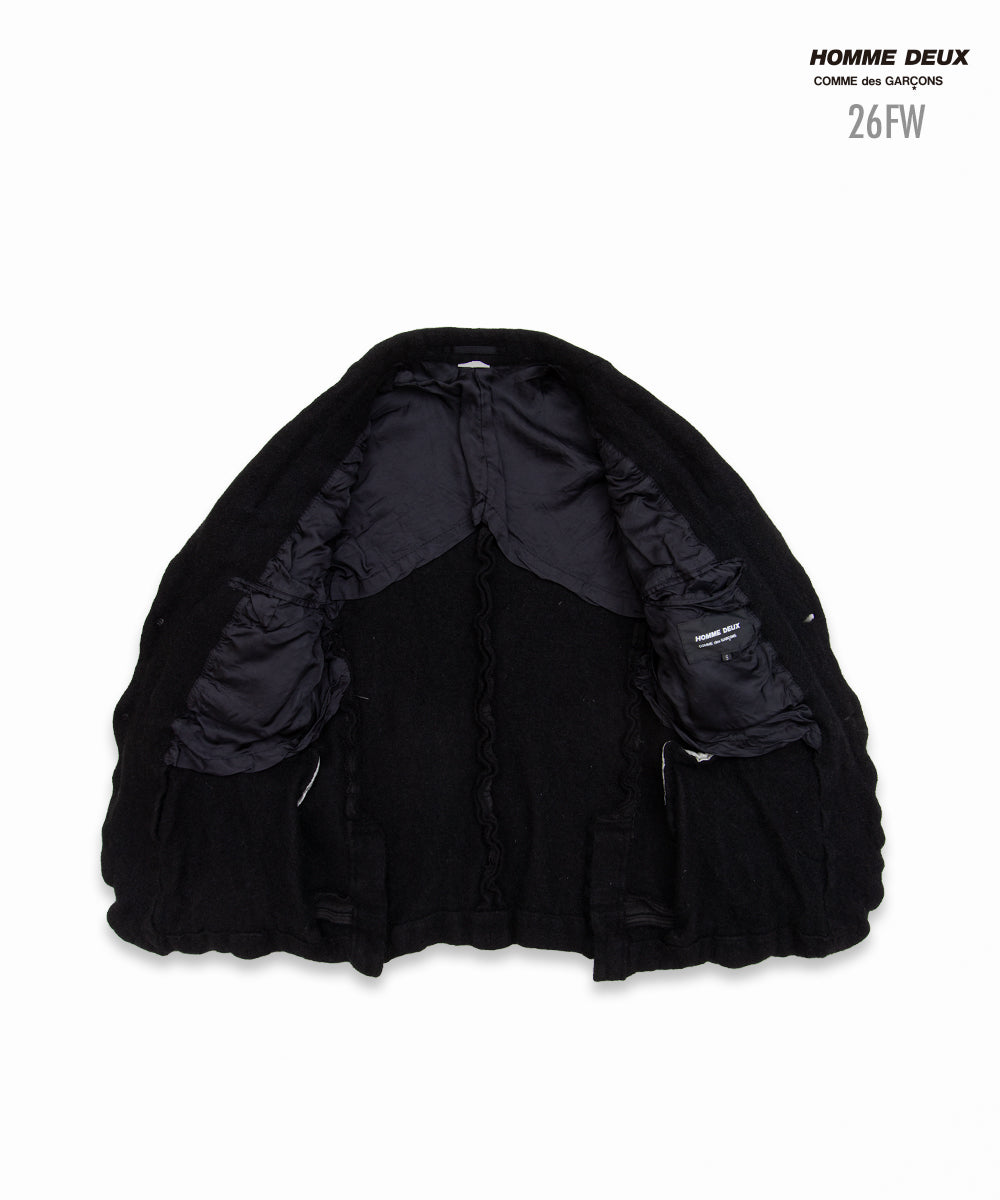 COMME des GARCONS HOMME DEUX / DR-J036 / Wool Nylon Tweed Finished Jacket / 26FW / Black