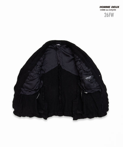 COMME des GARCONS HOMME DEUX / DR-J036 / Wool Nylon Tweed Finished Jacket / 26FW / Black