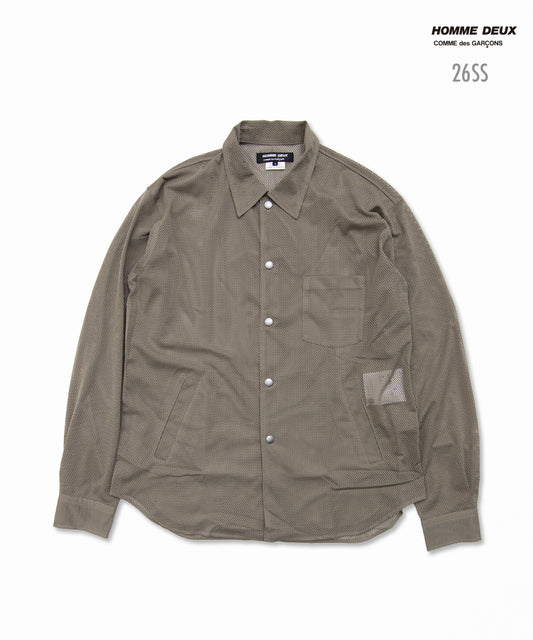 COMME des GARCONS HOMME DEUX Polyester Mesh Shirt Khaki DQ-B039 Khaki