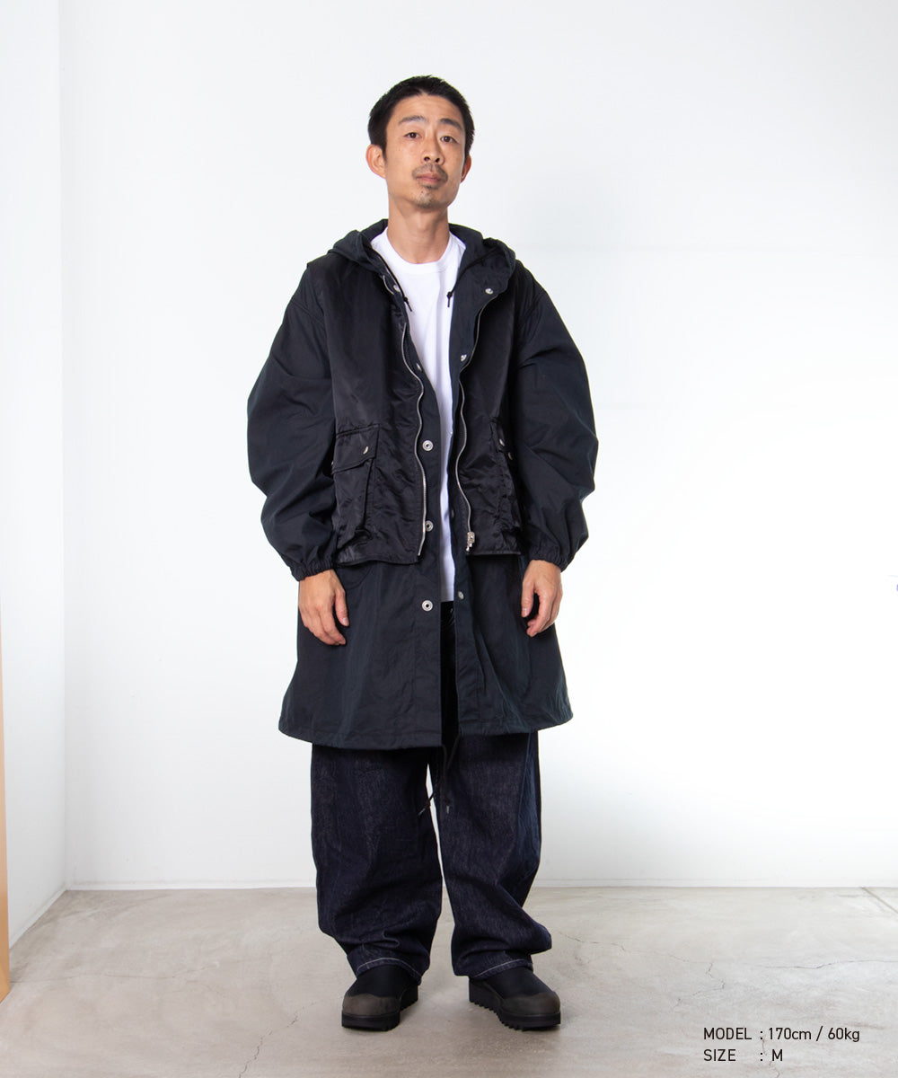 COMME des GARCONS HOMME / HR-C002 / Cotton Nylon Weather × Nylon Twill Garment Washed Coat / 26FW / Black