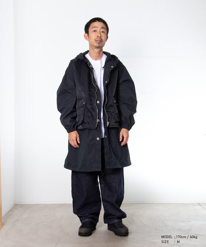 COMME des GARCONS HOMME / HR-C002 / Cotton Nylon Weather × Nylon Twill Garment Washed Coat / 26FW / Black