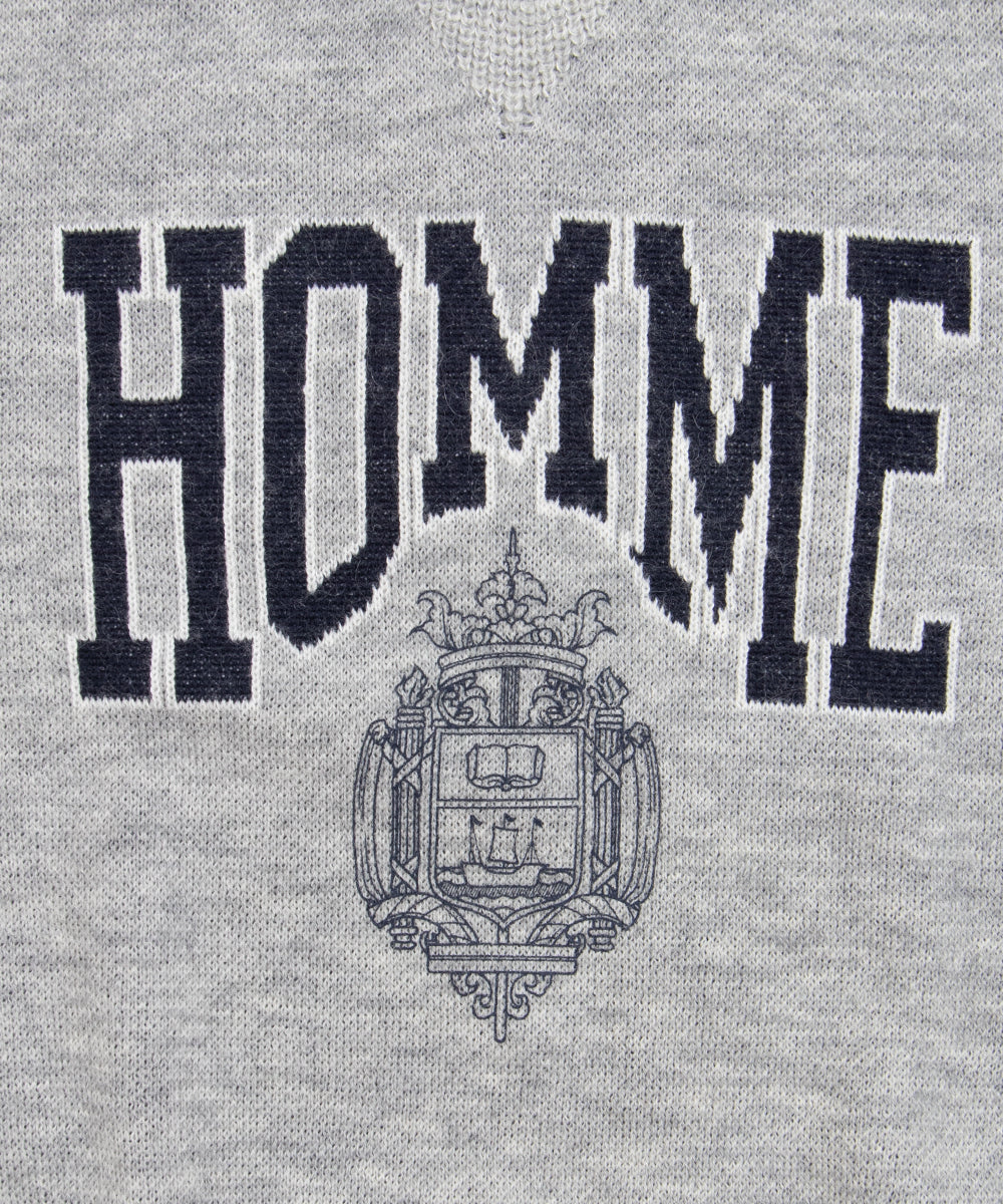 COMME des GARCONS HOMME / HR-N006 / Wool Jacquard Crew Neck Knit / 26FW / Gray