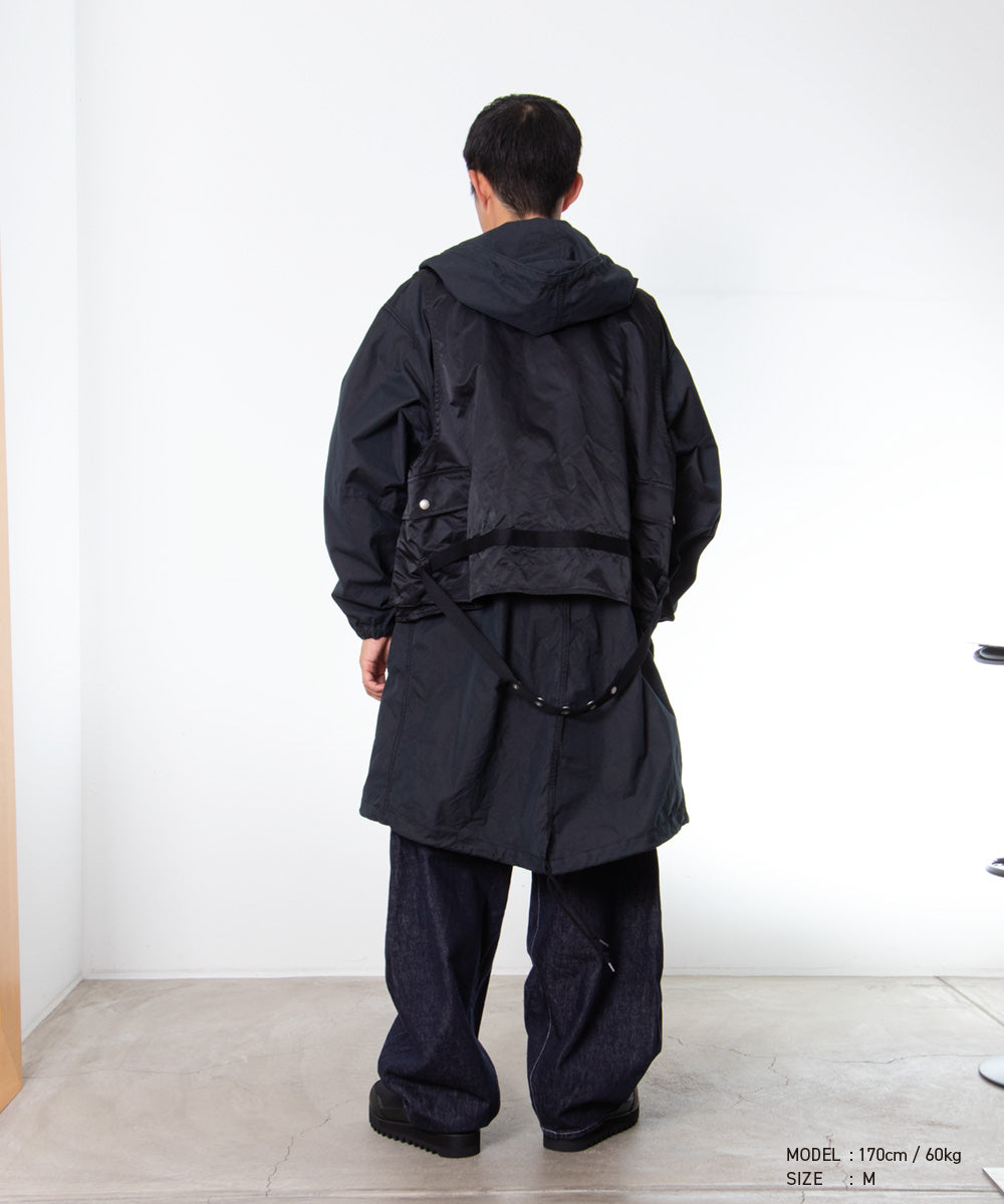 COMME des GARCONS HOMME / HR-C002 / Cotton Nylon Weather × Nylon Twill Garment Washed Coat / 26FW / Black