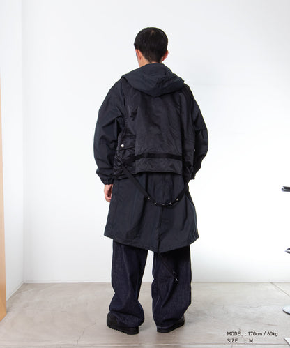 COMME des GARCONS HOMME / HR-C002 / Cotton Nylon Weather × Nylon Twill Garment Washed Coat / 26FW / Black