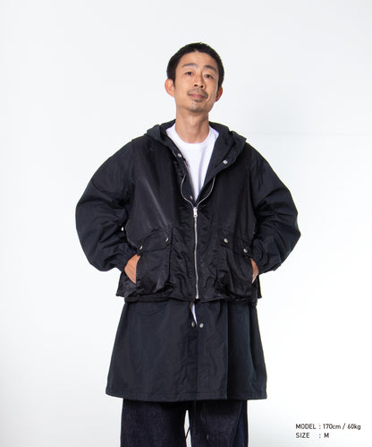 COMME des GARCONS HOMME / HR-C002 / Cotton Nylon Weather × Nylon Twill Garment Washed Coat / 26FW / Black
