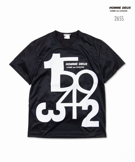 COMME des GARCONS HOMME DEUX　Polyester Back Pin Mesh Print T-Shirt Black / White DQ-T001　Black