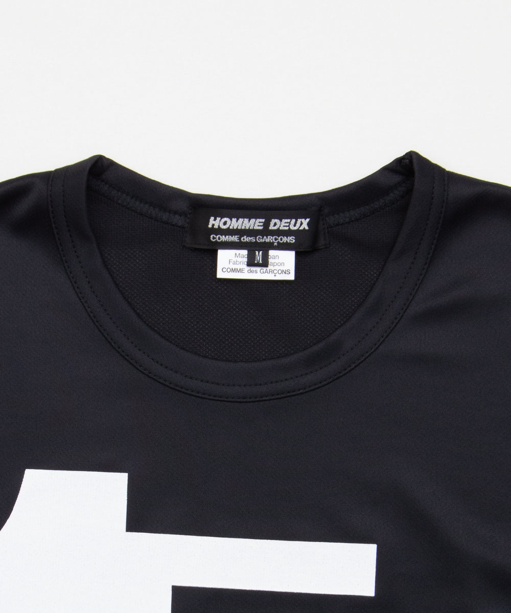 Polyester Back Pin Mesh Print T-Shirt Black / White DQ-T001