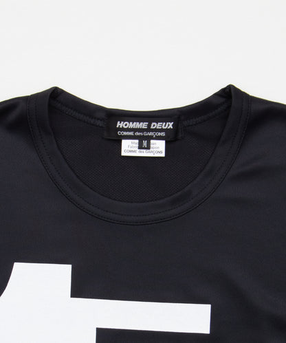 Polyester Back Pin Mesh Print T-Shirt Black / White DQ-T001