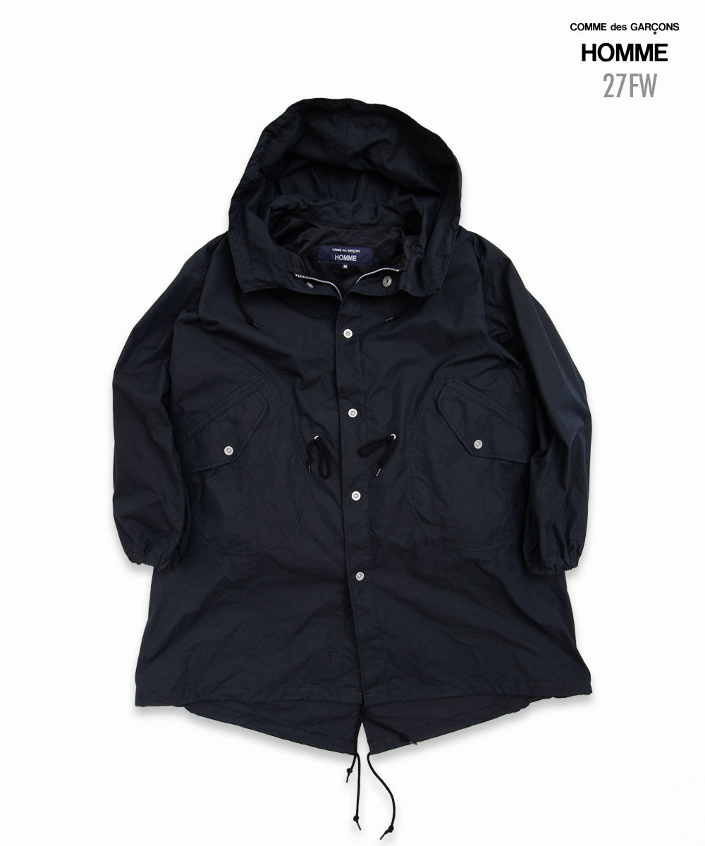 COMME des GARCONS HOMME / HR-C002 / Cotton Nylon Weather × Nylon Twill Garment Washed Coat / 26FW / Black