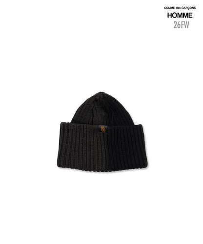 COMME des GARCONS HOMME / HR-N005 / Wool Ribbed Bleached Knit Cap / 26FW / Navy