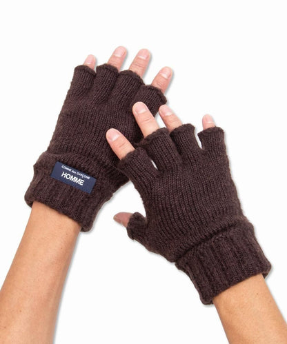 COMME des GARCONS HOMME / HR-K701 / Wool Acrylic Fingerless Gloves / 26FW / Brown