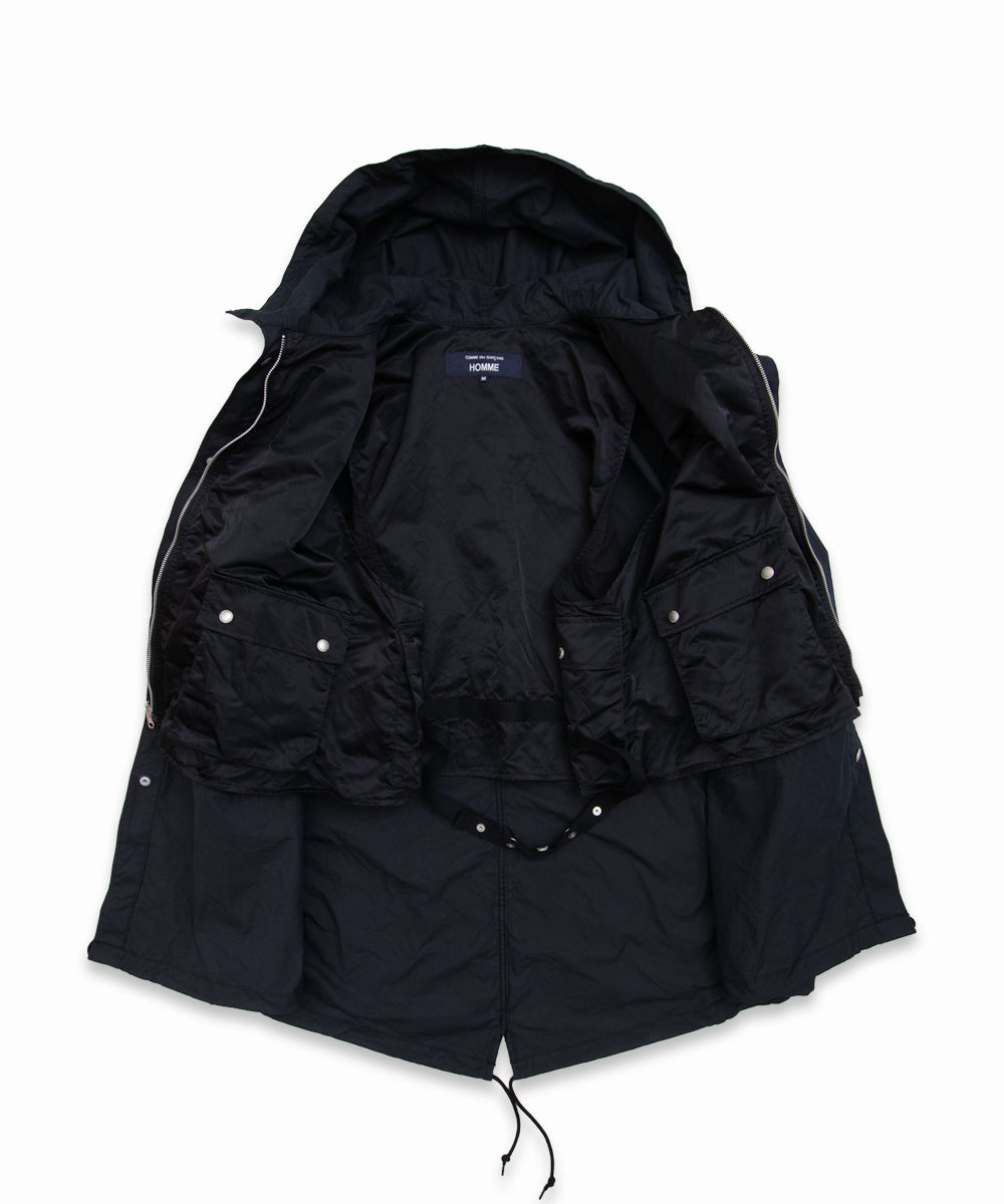 COMME des GARCONS HOMME / HR-C002 / Cotton Nylon Weather × Nylon Twill Garment Washed Coat / 26FW / Black