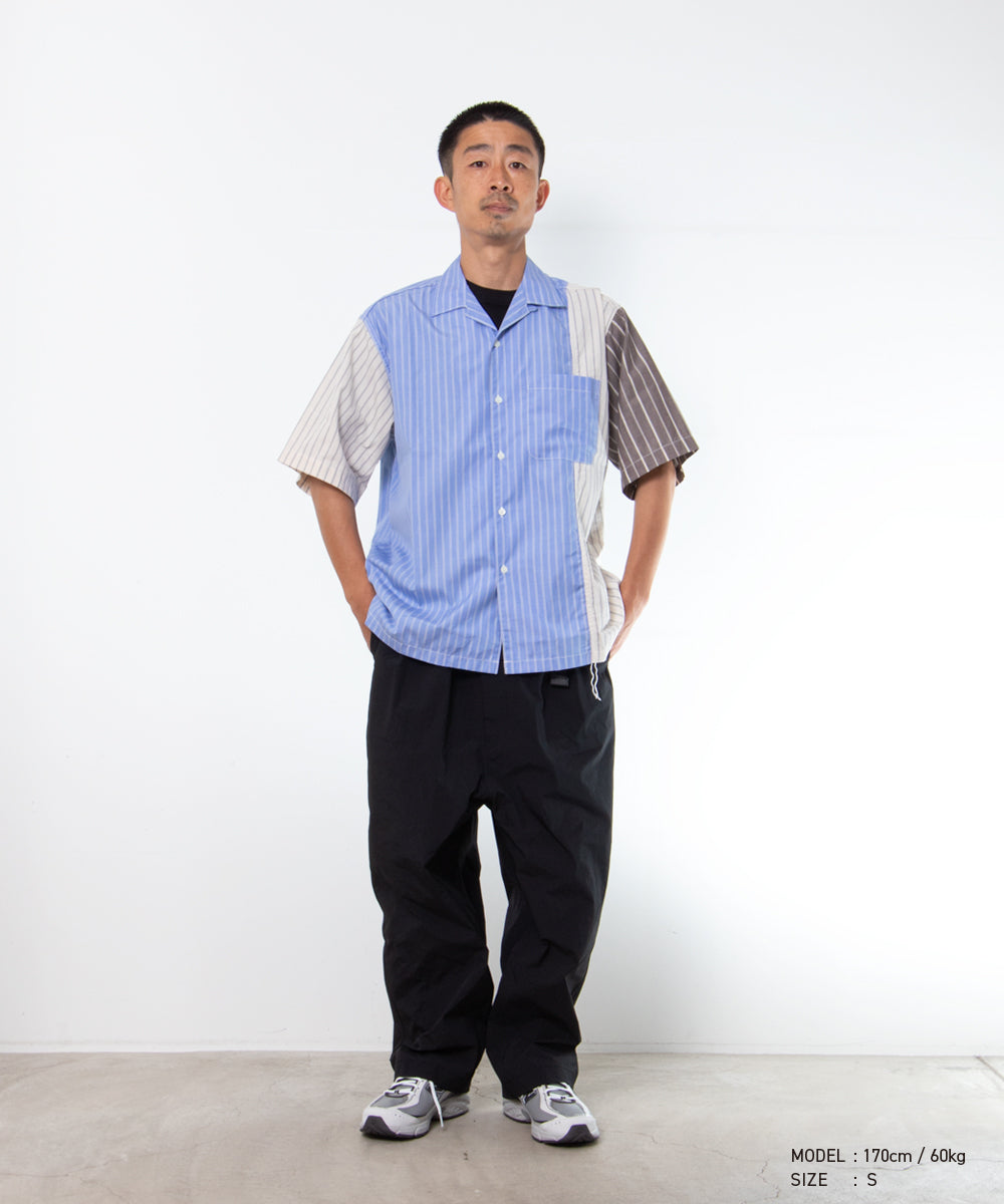 Cotton Oxford Stripe × Cotton/Linen Stripe Shirt HQ-B025