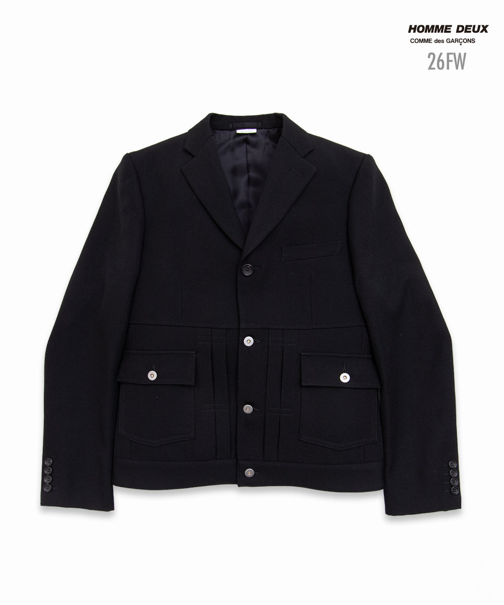 COMME des GARCONS HOMME DEUX / DR-J038 / Wool Gabardine Jacket / 26FW / Black