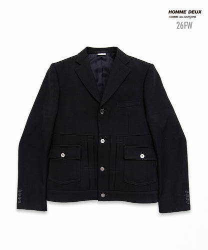 COMME des GARCONS HOMME DEUX / DR-J038 / Wool Gabardine Jacket / 26FW / Black