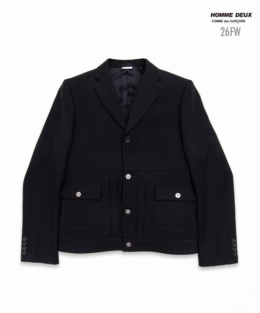 COMME des GARCONS HOMME DEUX / DR-J038 / Wool Gabardine Jacket / 26FW / Black