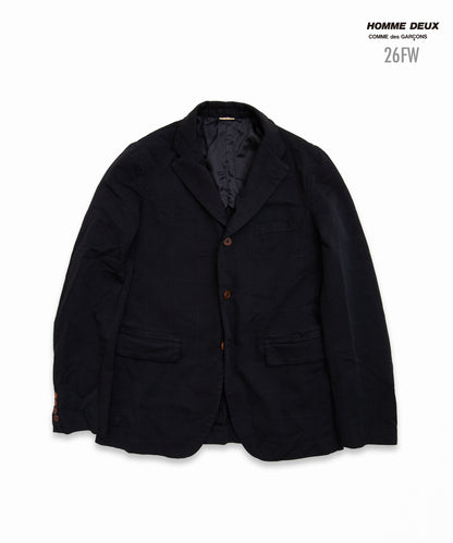 COMME des GARCONS HOMME DEUX / DR-J025 / Polyester Windowpane Processed Jacket / 26FW / Black