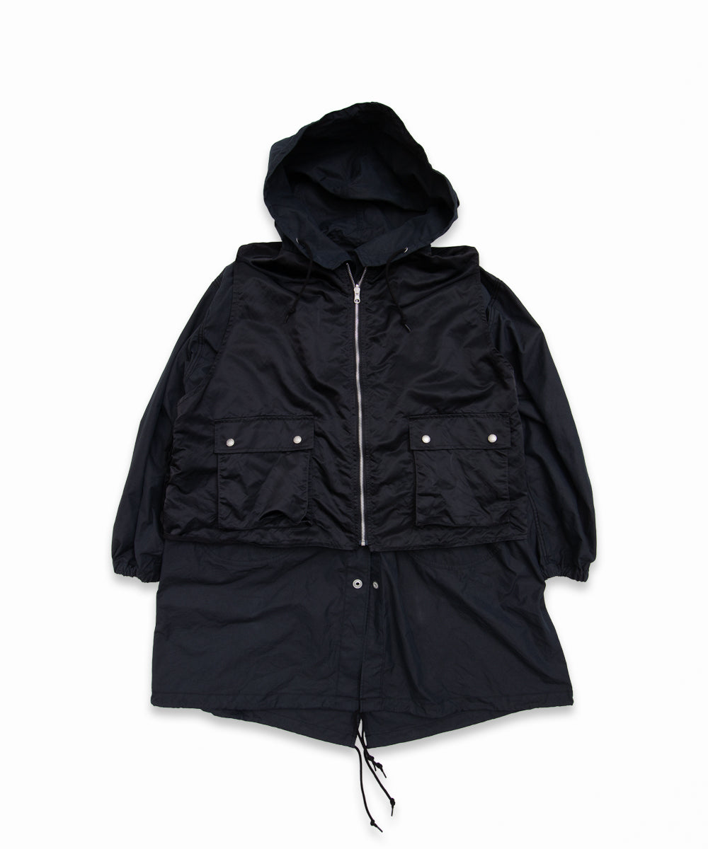 COMME des GARCONS HOMME / HR-C002 / Cotton Nylon Weather × Nylon Twill Garment Washed Coat / 26FW / Black