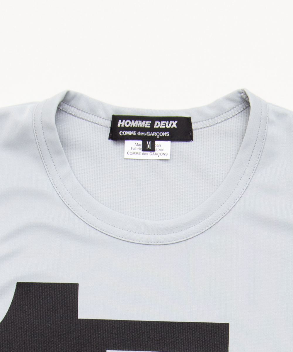 Polyester Back Pin Mesh Print T-Shirt Gray / Black DQ-T001