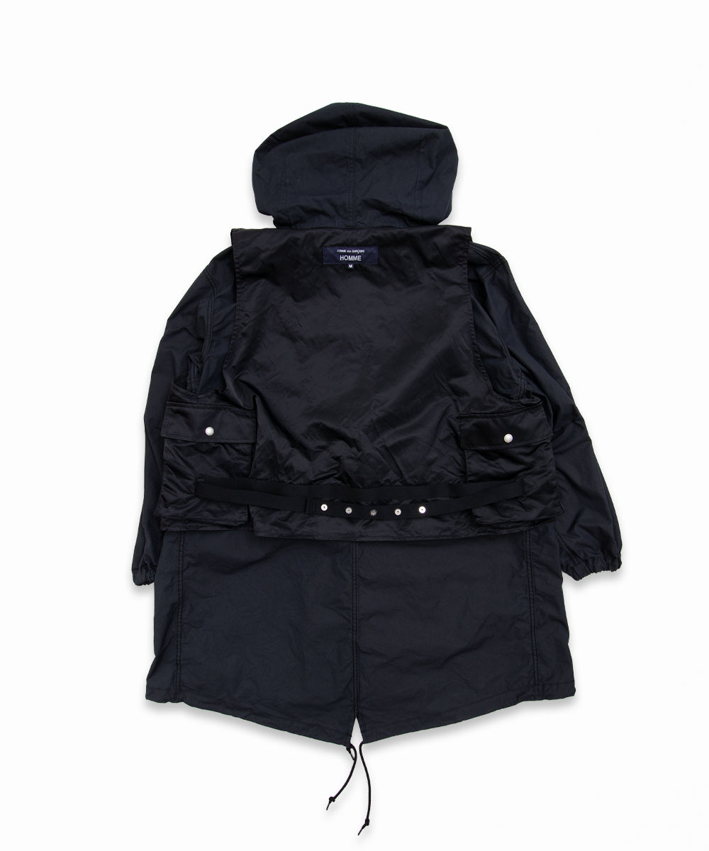 COMME des GARCONS HOMME / HR-C002 / Cotton Nylon Weather × Nylon Twill Garment Washed Coat / 26FW / Black