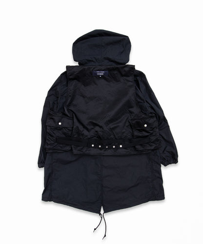 COMME des GARCONS HOMME / HR-C002 / Cotton Nylon Weather × Nylon Twill Garment Washed Coat / 26FW / Black