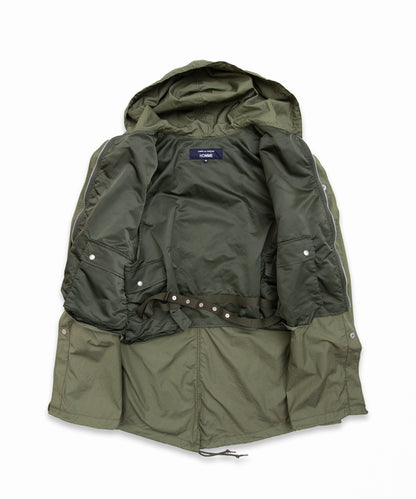 COMME des GARCONS HOMME / HR-C002 / Cotton Nylon Weather × Nylon Twill Garment Washed Coat / 26FW / Khaki