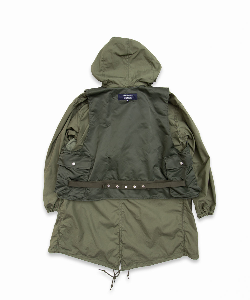 COMME des GARCONS HOMME / HR-C002 / Cotton Nylon Weather × Nylon Twill Garment Washed Coat / 26FW / Khaki