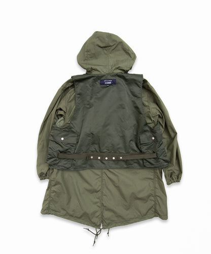 COMME des GARCONS HOMME / HR-C002 / Cotton Nylon Weather × Nylon Twill Garment Washed Coat / 26FW / Khaki