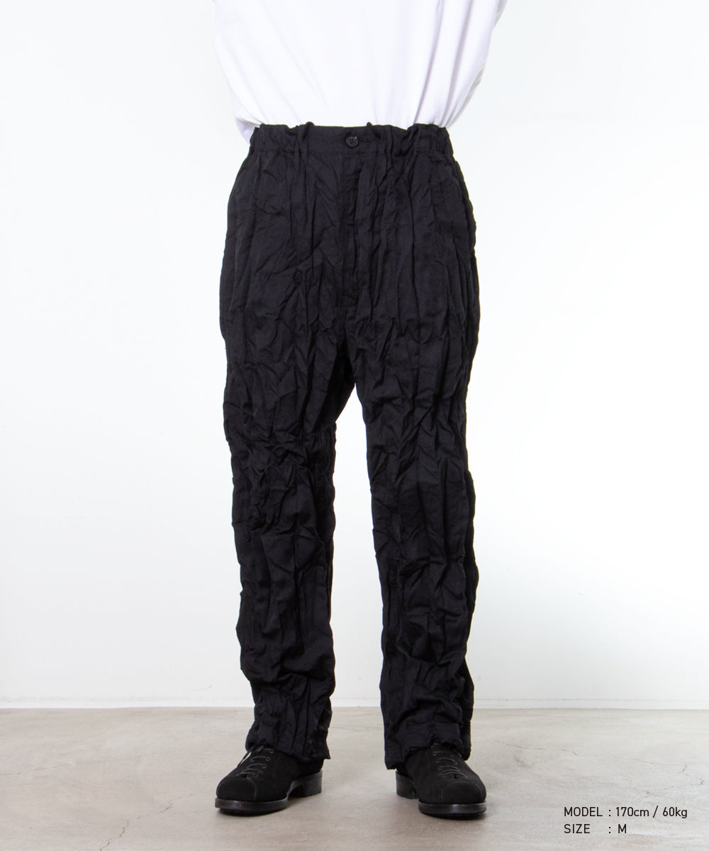 COMME des GARCONS HOMME / HR-P008 / Polyester Wool Twill Processed Pants / 26FW / Black