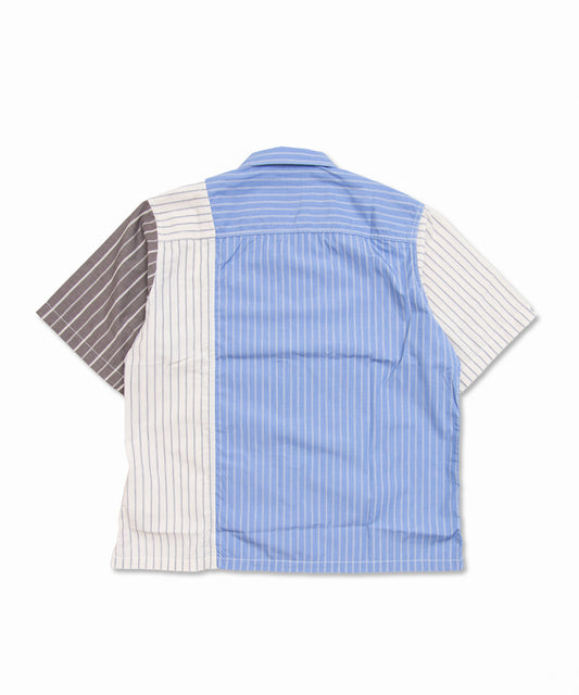 Cotton Oxford Stripe × Cotton/Linen Stripe Shirt HQ-B025