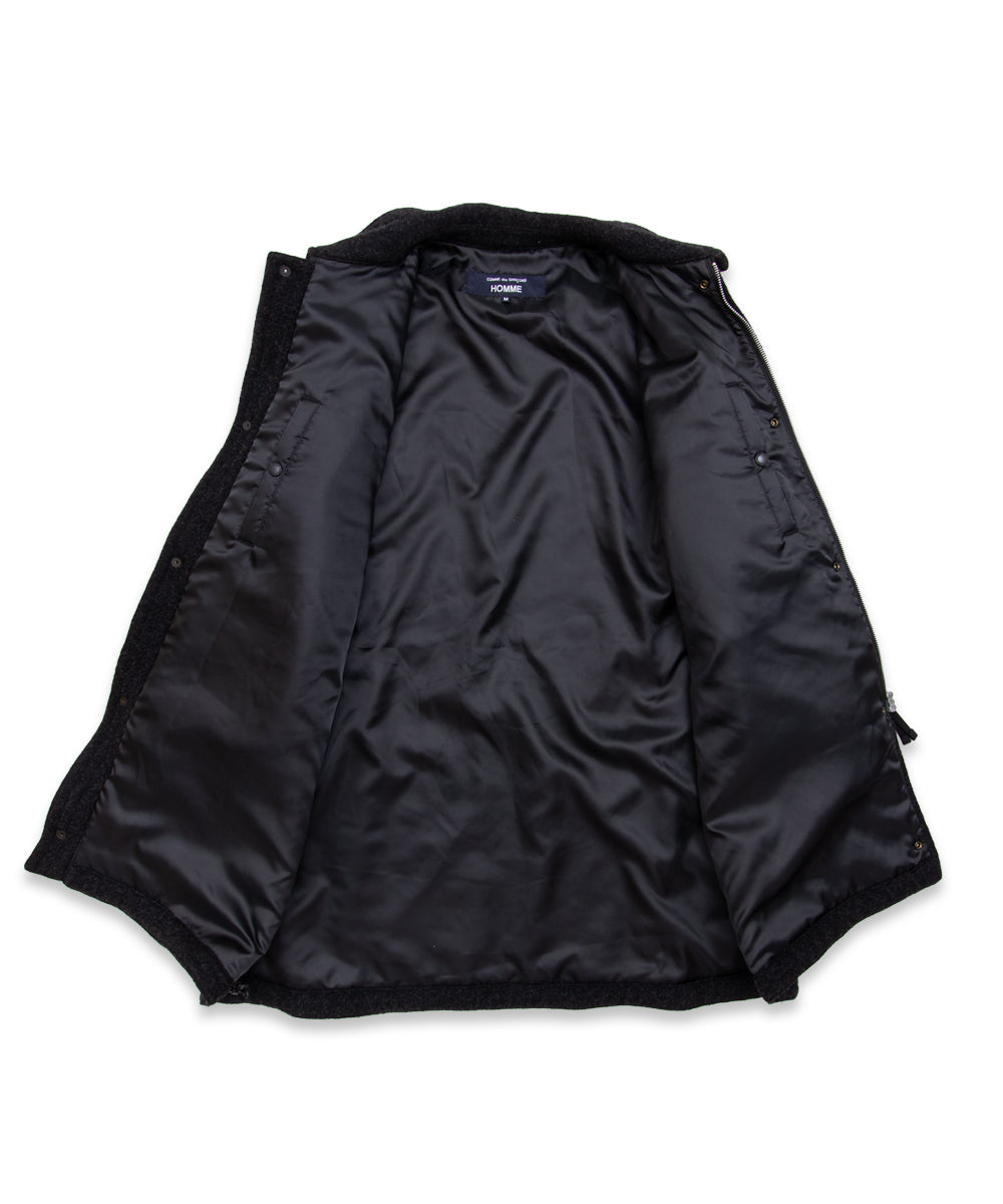 COMME des GARCONS HOMME / HR-C004 / Wool Herringbone Fabric Felted × Nylon Twill Coat / 26FW / Charcoal