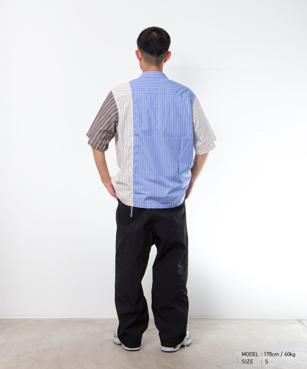 Cotton Oxford Stripe × Cotton/Linen Stripe Shirt HQ-B025