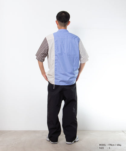 Cotton Oxford Stripe × Cotton/Linen Stripe Shirt HQ-B025