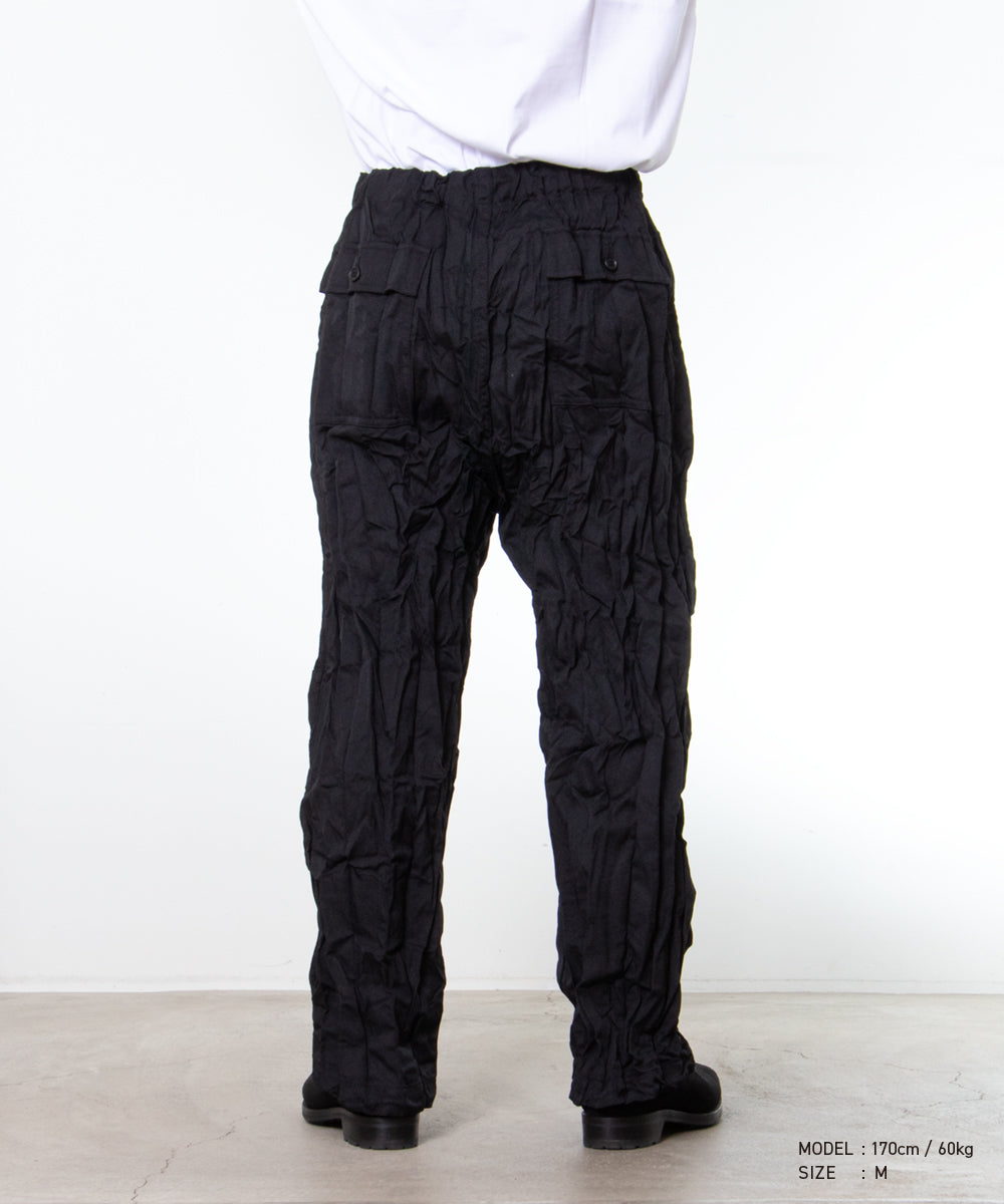 COMME des GARCONS HOMME / HR-P008 / Polyester Wool Twill Processed Pants / 26FW / Black