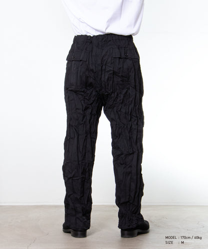 COMME des GARCONS HOMME / HR-P008 / Polyester Wool Twill Processed Pants / 26FW / Black