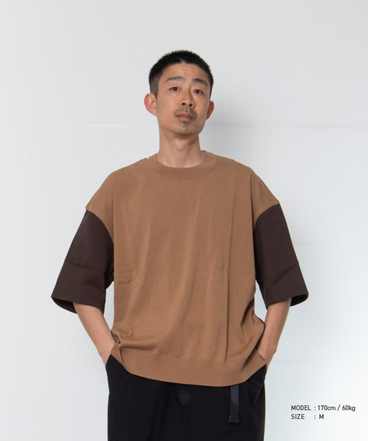 Cotton Jersey × Knit T-Shirt