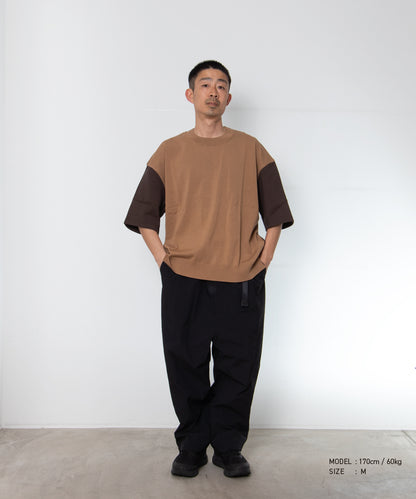 Cotton Jersey × Knit T-Shirt