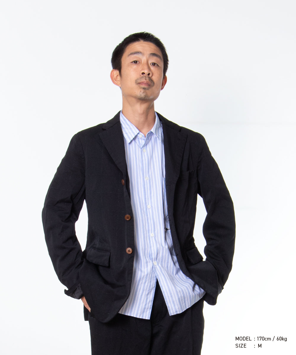 COMME des GARCONS HOMME DEUX / DR-J025 / Polyester Windowpane Processed Jacket / 26FW / Black