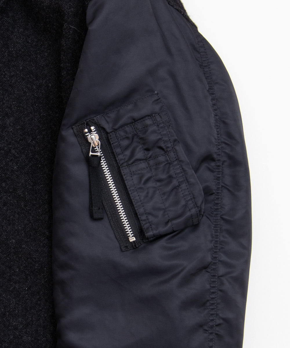 COMME des GARCONS HOMME / HR-C004 / Wool Herringbone Fabric Felted × Nylon Twill Coat / 26FW / Charcoal