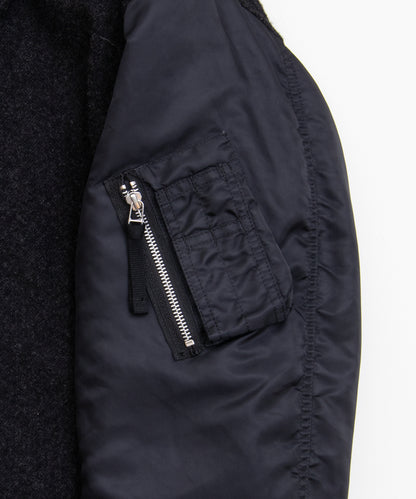 COMME des GARCONS HOMME / HR-C004 / Wool Herringbone Fabric Felted × Nylon Twill Coat / 26FW / Charcoal