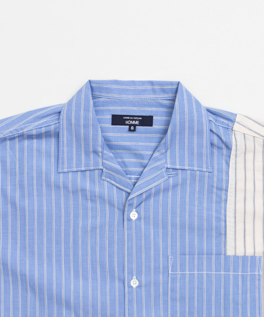Cotton Oxford Stripe × Cotton/Linen Stripe Shirt HQ-B025