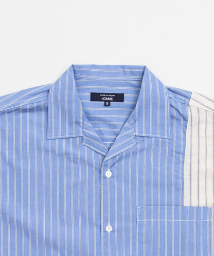 Cotton Oxford Stripe × Cotton/Linen Stripe Shirt HQ-B025