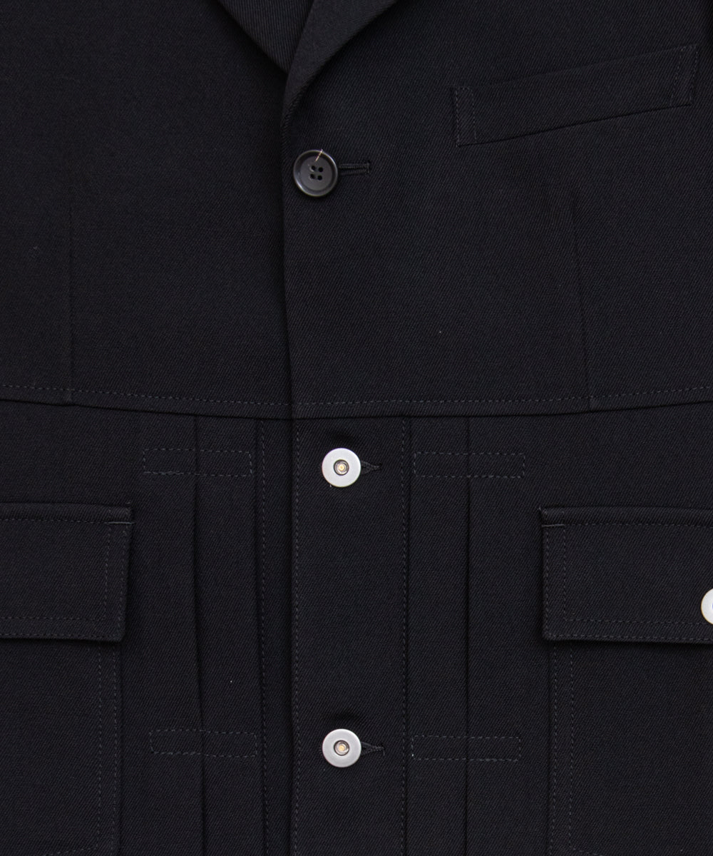 COMME des GARCONS HOMME DEUX / DR-J038 / Wool Gabardine Jacket / 26FW / Black
