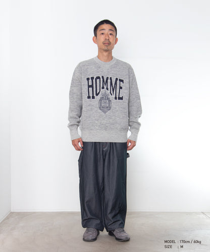 COMME des GARCONS HOMME / HR-N006 / Wool Jacquard Crew Neck Knit / 26FW / Gray