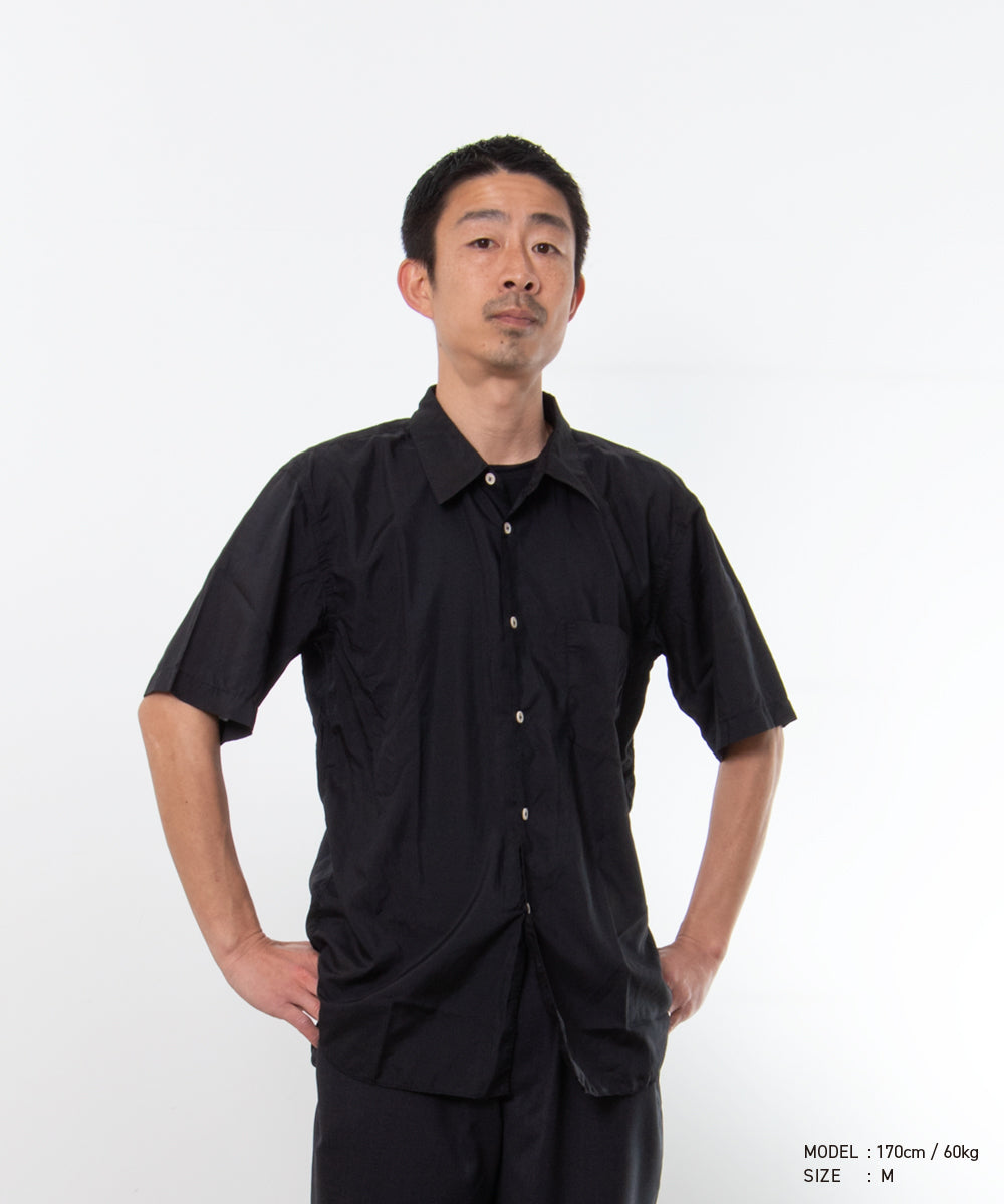 Garment-Processed Polyester Shirt Black DQ-B042