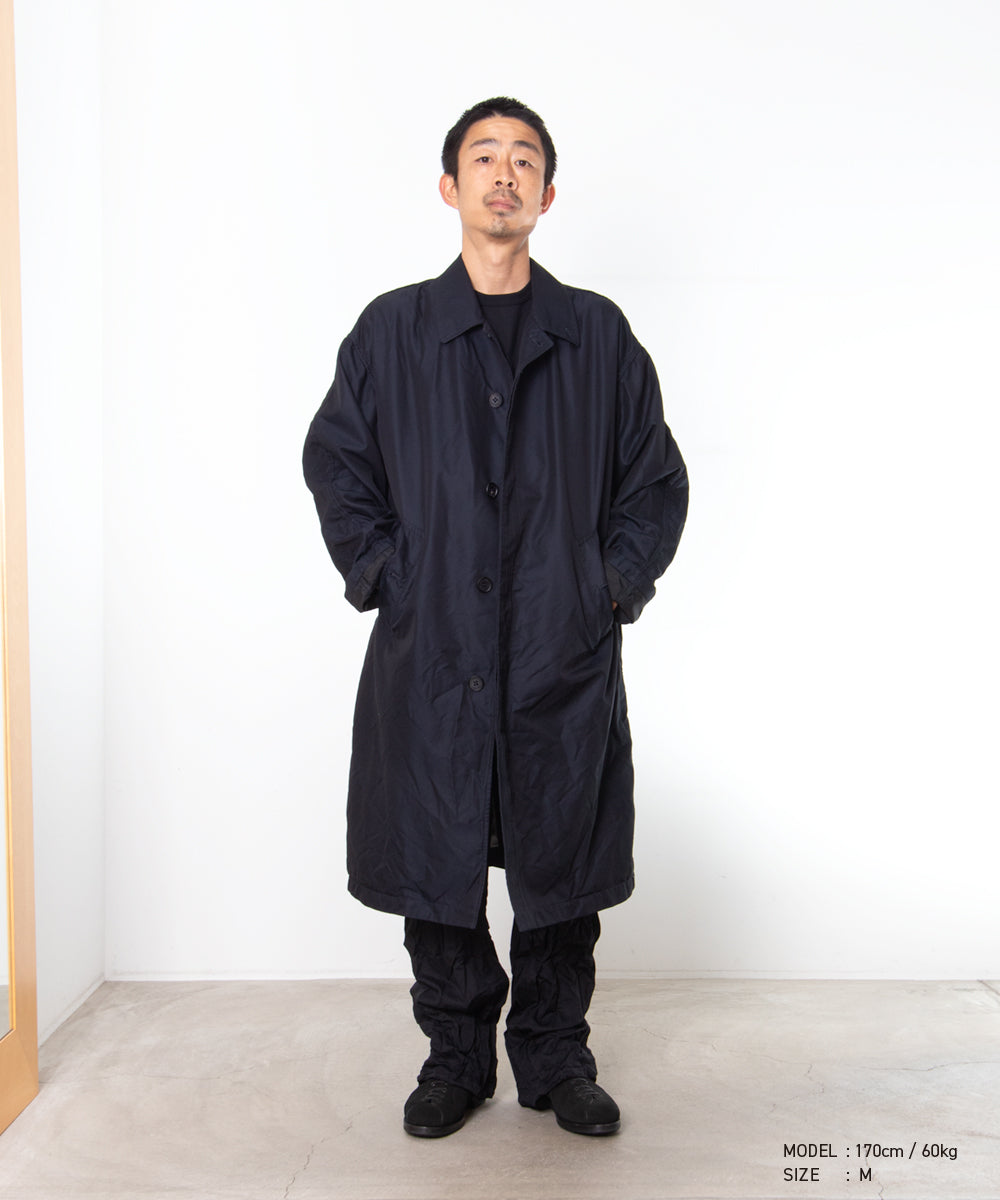 COMME des GARCONS HOMME / HR-C001 / Cotton Polyester Gabardine Processed Coat / 26FW / Navy